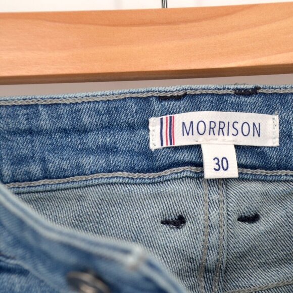 Morrison Sexy Boyfriend Embellished Rhinestone Rolled Cuff Jeans Blue Size 30 - Picture 5 of 6